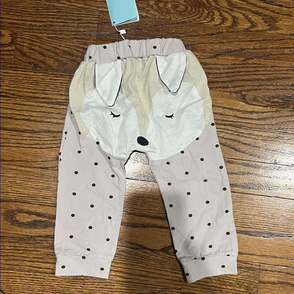 Cute Polka Dot Baby Pants with Fox Design